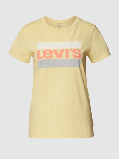 Levi's® T-shirt z nadrukiem z logo Musztardowy 2