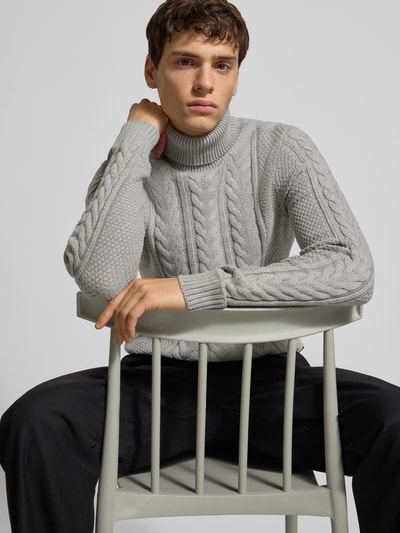 Blend Strickpullover mit Rollkragen Modell 'BASIM' Hellgrau 3