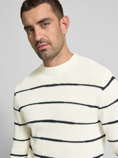 Casual Friday Strickpullover mit gerippten Abschlüssen Modell 'KARL' Offwhite 3