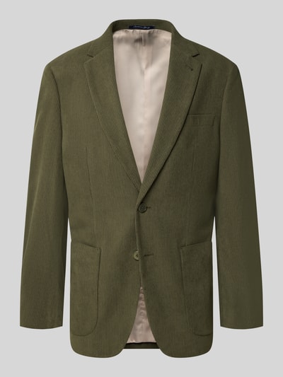 Produktfoto, Regular Fit Sakko in Cord-Optik Modell 'Glenny' von Christian Berg Men, grün, feine Struktur, Reverskragen, aufgesetzte Taschen, 2-Knopfleiste