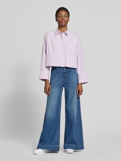 YAS relaxed fit overhemdblouse van zuivere katoen model 'Lee' Lila - 1