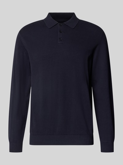 Produktfoto, Regular Fit Strickpullover aus Baumwoll-Mix mit Kaschmir-Anteil von MCNEAL in Dunkelblau, Polokragen, langärmlig, gerippte Abschlüsse.