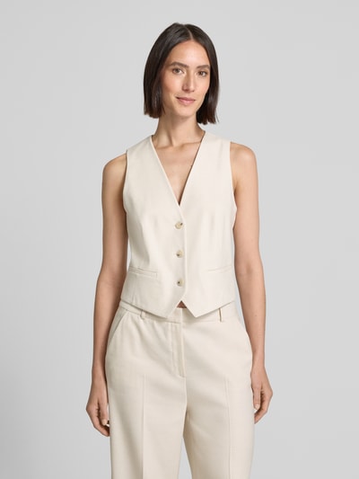 comma Gilet met V-hals en paspelzakken Zand - 4