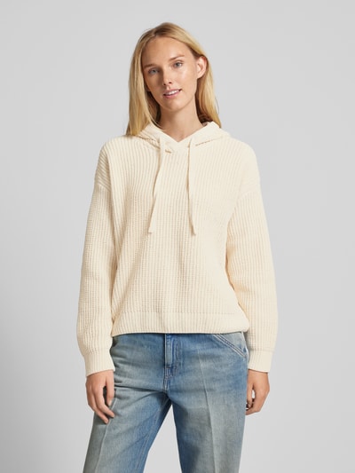 Vero Moda Gerippter Pullover mit Kapuze Modell 'NEAT' Offwhite 4