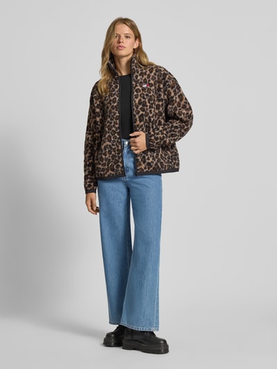 Tommy Jeans Regular Fit Teddyjacke mit Animal Print Mittelbraun 1