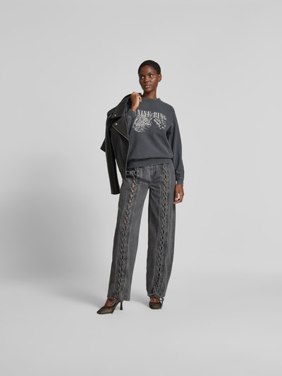 Anine Bing Regular Fit Sweatshirt mit Logo-Print Black 1