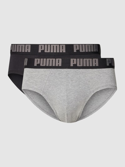 Puma Slip mit Label-Detail im 2er-Pack Mittelgrau Melange 1