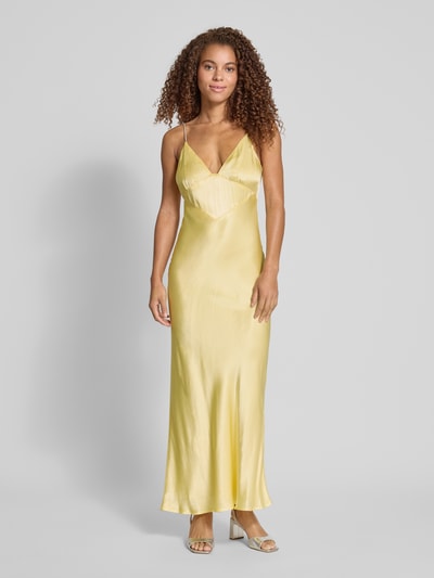 Bardot Abendkleid mit V-Ausschnitt Modell 'CAPRI DIAMONTE' Hellgelb 4