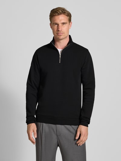Les Deux Sweatshirt mit Troyer-Kragen Modell 'Norregaard' Black 4