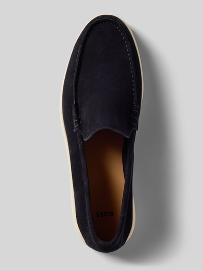 Productfoto, Slipper uit echt leer van BOSS voor heren, look: effen, afgeronde punt van de schoen, platte hakvorm