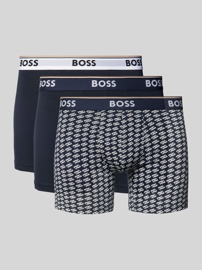 BOSS BOSS Trunks mit elastischem Label-Bund im 3er-Pack Marine 1