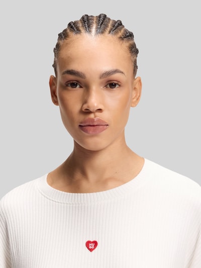 HUGO relaxed fit sweatshirt van modalmix model 'HUGO HEART' Offwhite - 3