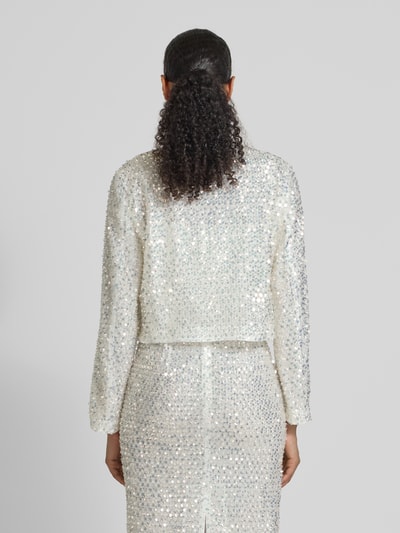 Marc Cain Żakiet o kroju regular fit z cekinami i kokardą Złamany biały 5