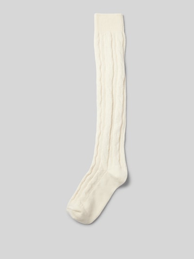 camano Socken mit Zopfmuster Modell 'COSY WIESN' Offwhite Melange 1