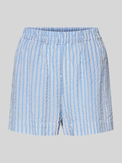 Produktfoto, Shorts mit elastischem Bund von Gant aus reinem Lyocell, locker geschnitten, blau-weiße Streifen, seitliche Eingrifftaschen.