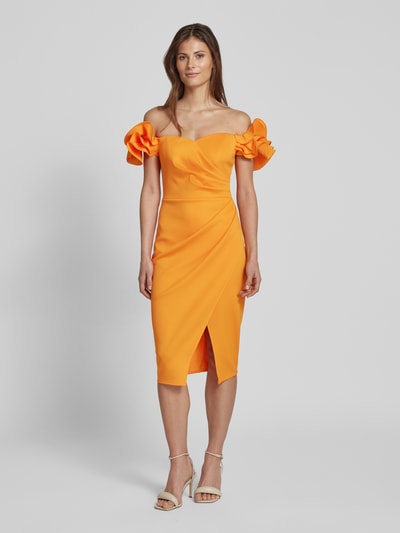 Lipsy Knielanges Cocktailkleid in Wickel-Optik Orange 4