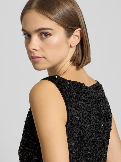 Pieces Top cekinowy o kroju regular fit z aksamitu model ‘KAM’ Czarny 3