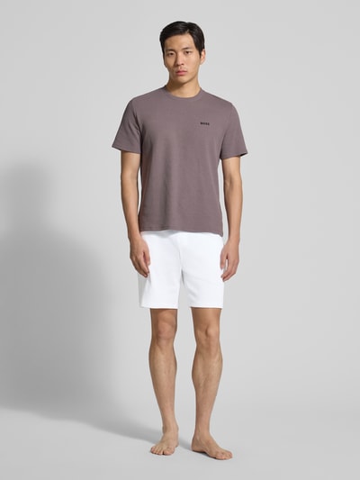 BOSS Regular Fit Sweatshorts aus Baumwoll-Mix Modell 'WAFFLE SHORTS' Weiss 1