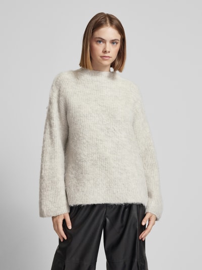 Pieces Comfort fit gebreide pullover met wol, model 'MALA' Lichtgrijs - 4