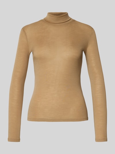 Weekend Max Mara Slim fit shirt met lange mouwen van een mix van wol en zijde, model 'TESEO' Camel - 2