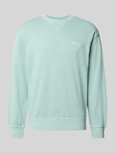 Produktfoto, mintgrünes Regular Fit Sweatshirt aus reiner Baumwolle Modell 'JOHN CREW' von Pepe Jeans, glatte Textur, Herren Sweatshirt