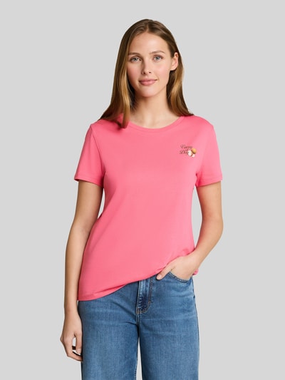 Tom Tailor Denim Regular Fit T-Shirt aus reiner Baumwolle mit Motiv-Print Pink 4