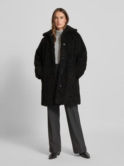 HUGO Płaszcz z futerka o kroju regular fit z wykładanym kołnierzem model ‘MIMINA-1’ Czarny 1