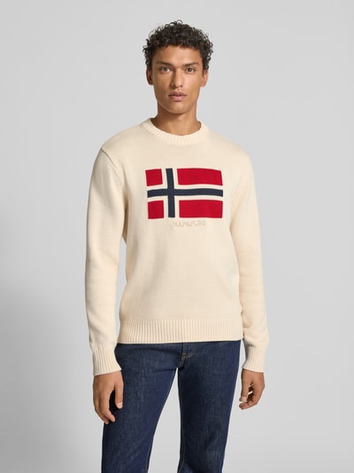 Napapijri Strickpullover mit Rundhalsausschnitt Modell 'MURA' Offwhite 4