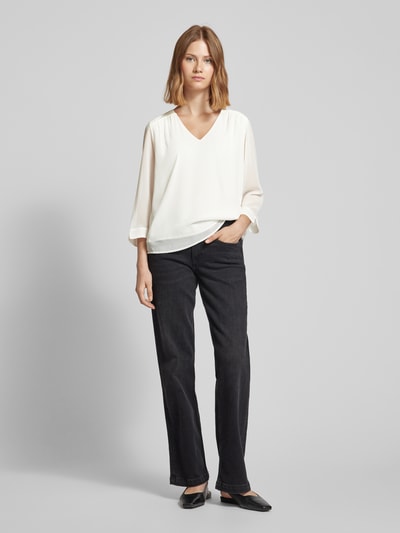 s.Oliver BLACK LABEL Regular fit blouse met lange mouwen en plooien Offwhite - 1