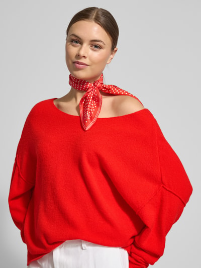 American Vintage Oversized Strickpullover mit U-Boot-Ausschnitt Modell 'DAMSVILLE' Rot 3