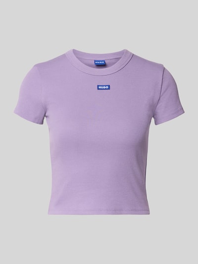HUGO Blue t-shirt o kroju slim fit z mieszanki bawełny model 'Baby Tee' Purpurowy 2