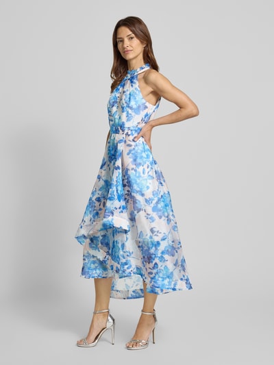 Adrianna Papell Cocktailkleid mit Stehkragen und Taillenband Hellblau 1