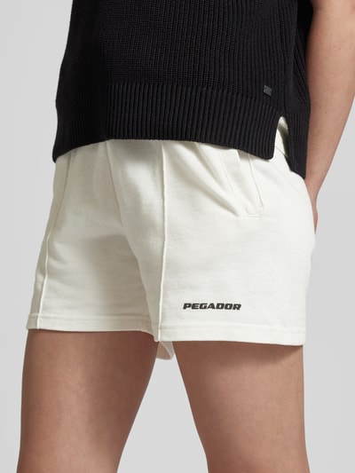 Pegador High waist sweatshorts met labelstitching, model 'SULLY' Ecru - 3