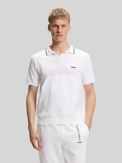 BOSS Green Regular Fit Poloshirt aus Strick Weiss 4