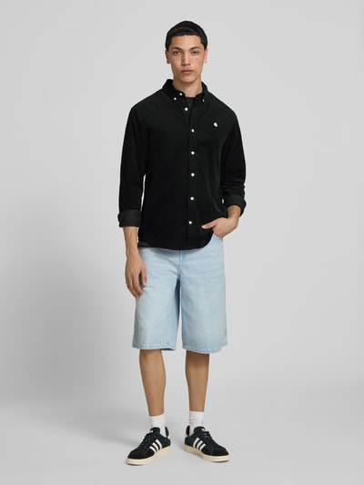 Carhartt Work In Progress Regular Fit Freizeithemd aus Cord mit Button-Down-Kragen Black 1