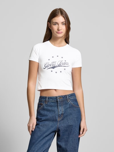 Guess Jeans Kort T-shirt met labelprint Wit - 4