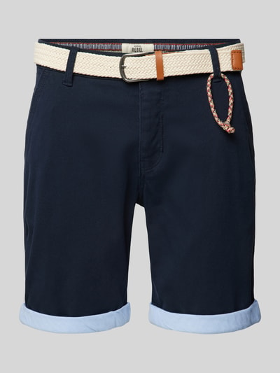 Redefined Rebel Regular Fit Shorts mit Gürtel in Flecht-Optik Modell 'MAGNUS' Dunkelblau 2