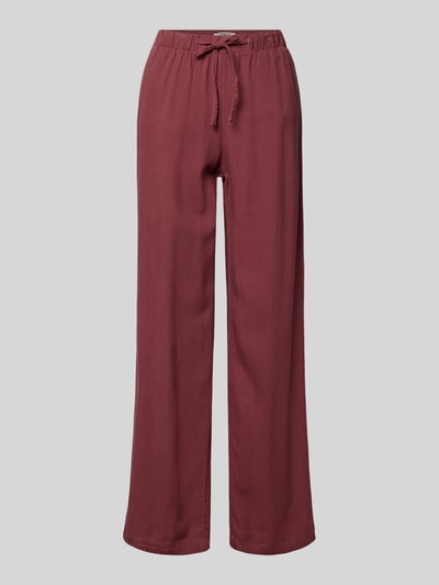 Produktfoto, Wide Leg Leinenhose mit elastischem Bund Modell 'GOA' von Only, unifarbene Damenhose aus wiskozowo-lnianej mieszanki, krój wide leg, tunelowy sznurek, boczne kieszenie