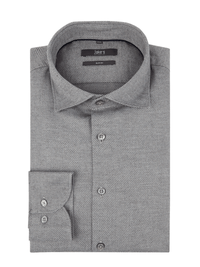 Jake*s Slim Fit Slim Fit Business-Hemd aus Baumwolle Mittelgrau 2