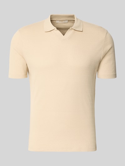 Produktfoto, Modern Fit Poloshirt mit Polokragen und Label-Detail von MARKUP, Herren Poloshirt aus Reiner Baumwolle, Farbe Beige, dezente Musterstruktur