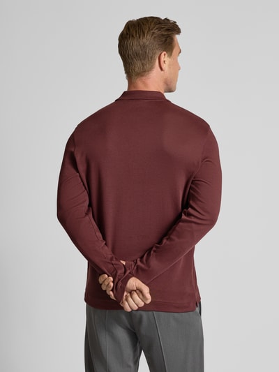 Christian Berg Men Slim Fit Poloshirt mit Reißverschluss Metallic Rot 5