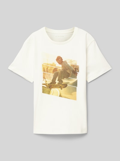 Tom Tailor Regular fit T-shirt met motiefprint Offwhite - 1