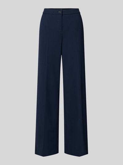 Produktfoto, Hose mit Bügelfalten Modell 'Hillda' von STEHMANN aus dunkelblauem Material-Mix mit Stretch-Anteil, weites Bein.