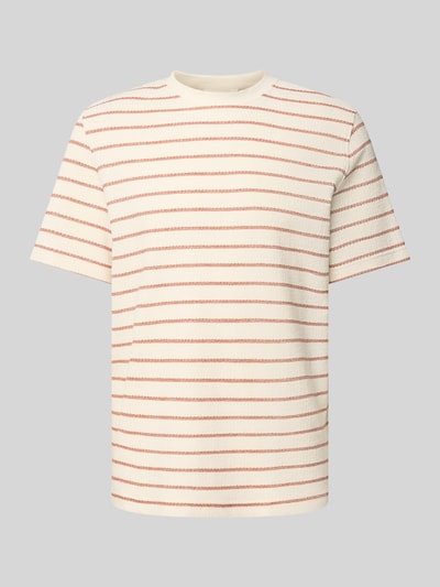 Produktfoto, Regular Fit T-Shirt aus Baumwoll-Mix Modell 'DJANGO' von SELECTED HOMME, efekt: wzór w paski, faktura, okrągły dekolt, mieszanka bawełny