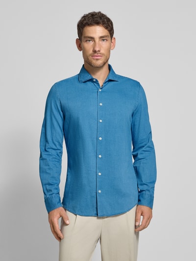 SEIDENSTICKER Slim fit zakelijk overhemd met kentkraag, model 'Spread' Blauw - 4