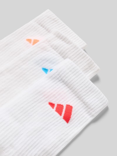 Produktfoto, Socken mit Label-Print im 3er-Pack van adidas Sportswear, witte ribtextuur, katoenmix met stretch, nauwsluitend model, set van 3.