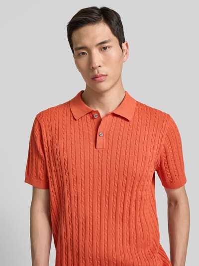 Christian Berg Men Poloshirt mit gerippten Abschlüssen Kupfer 3