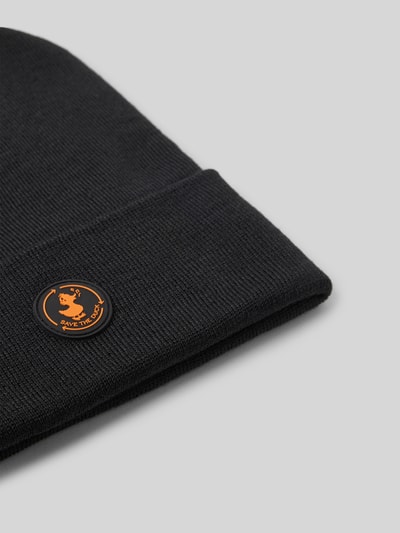 SAVE THE DUCK Czapka z imitacji dzianiny z aplikacją z logo model ‘Lou’ Czarny 2