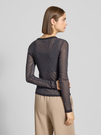 Gina Tricot Slim Fit Longsleeve mit Strasssteinbesatz Black 5