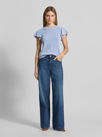 MOS MOSH Gebreid shirt met volants model 'Ganna' Lichtblauw - 1